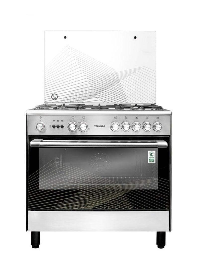 Tornado 90x60cm Freestanding Cooker, Full Gas Cooking Range with 5 Burners, Automatic Ignition & Full Safety,  two Convection Fan &Cooling Fan, Stainless Steel Finish, Separate Knob Stainless steel, Enamel holder pan, 9T10HUA1X1ASS - Image 3